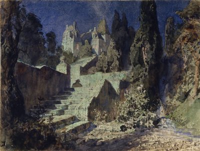 Scenografi for operaen Den skarlagenrøde rosen av N. Krotkov, 1884 av Vasilij Dmitrievich Polenov