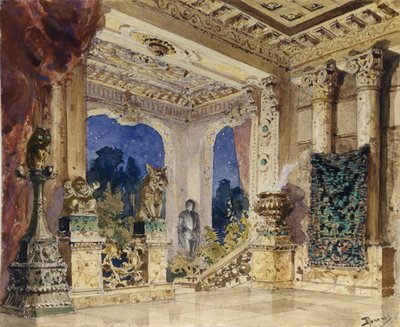 Scenografi for operaen Den skarlagenrøde rosen av N. Krotkov, 1884 av Vasilij Dmitrievich Polenov