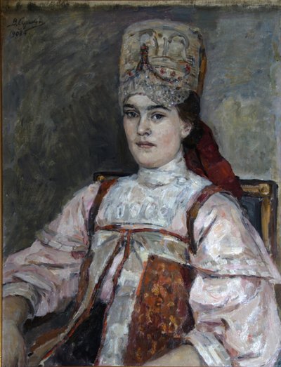 Portrett av Natalia Fyodorovna Matveeva, 1908 av Vasilij Ivanovic Surikov