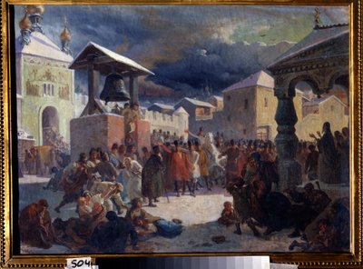 Veche (middelalderens folkeforsamling av de slaviske landene) i republikken Novgorod (Vechen i republikken Novgorod). Maleri av Vasili Grigorievich Khudyakov (1826-1871). Olje på lerret av Vasily Grigorievich Khudyakov