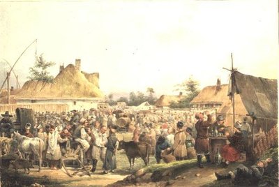 Landsbymesse i Ukraina av Vasily Ivanovich Sternberg