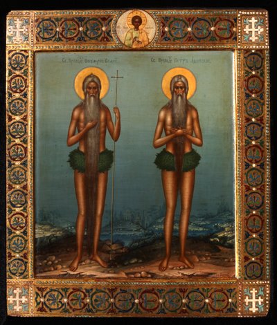 Ærverdige Onuphrius og Saint Peter av Athos-fjellet, 1902 av Vasily Pavlovich Guryanov