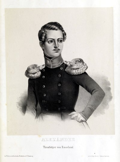 Arving til tronen Alexander Nikolayevich, litografi av Velten