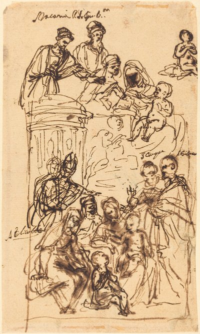 Madonnaen og barnet med hellige av Venetian 17th Century