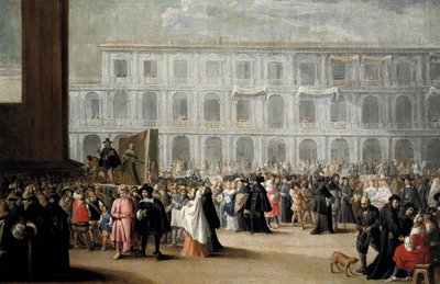 Karneval på Markusplassen, Venezia av Venetian School