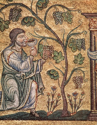 Livet til Noah, drukkenskapen (mosaikkdetalj av Veneto Byzantine School