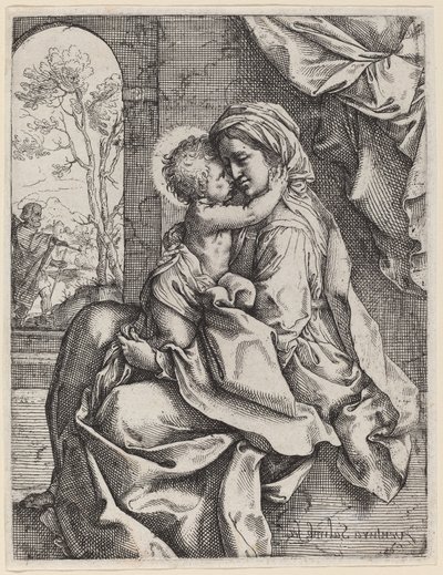 Jomfru og barn av Ventura Salimbeni after Guido Reni