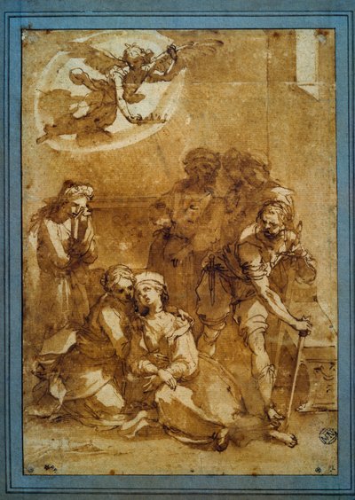 The Death of St. Cecile Forberedelsestegning med brunt blekk for Santa Cecilia (Pisa) av Ventura di Arcangelo Salimbeni dit Bevilacqua (1568-1613) Søn. 0,25 X 0,17 m. Paris, Louvre-museet av Ventura di Arcangelo Salimbeni