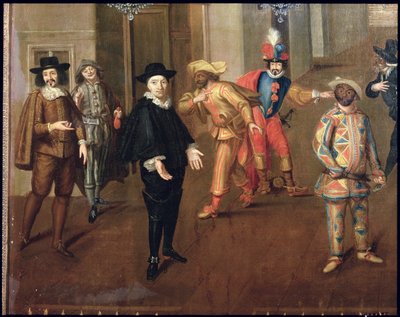 Italienske og franske komikere som spiller i farser, 1670 (detalj) (se også 155316) av Verio