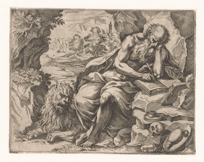Saint Hieronymus i villmarken av Vespasiano Strada (attributed to)