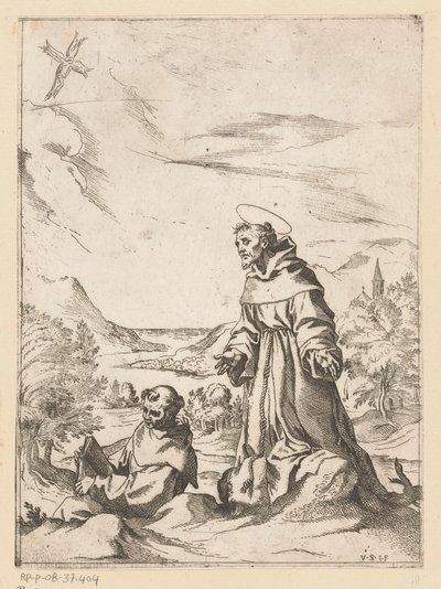 Saint Francis mottar stigmata av Vespasiano Strada