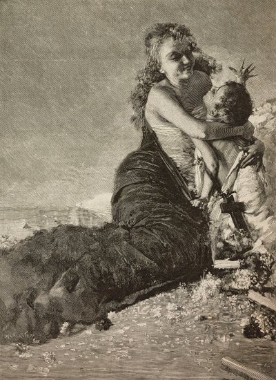 Renessanse, mor med barn, fra maleri av Vincenzo Irolli av Vicenzo (after) Irolli