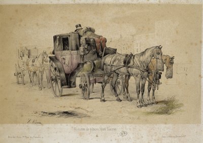Biler kalt fiakre - Litografi av Adam, v.1840 av Victor Adam