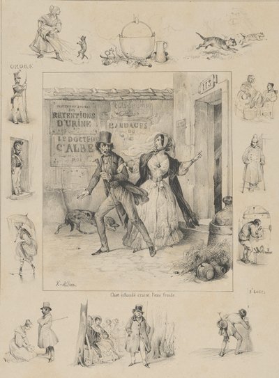 Skaldet katt frykter kaldt vann, 1800-tallet. av Victor Adam