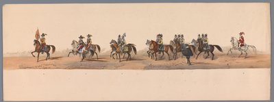 Historisk prosesjon ved det andre hundreårsjubileet for Utrecht University of Applied Sciences, 1836 (plate 2) De nederlandske hærenes innflyging til Oostende, 3. juli 1600, dagen etter seieren ved Nieuwpoort; i henhold til kostymefremstillingen gitt av H  av Victor Adam