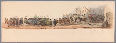 Historisk prosesjon ved det andre hundreårsjubileet for Utrecht University of Applied Sciences, 1836 (plate 10) De nederlandske hærenes innflyging til Oostende, 3. juli 1600, dagen etter seieren ved Nieuwpoort; ifølge kostymepresentasjonen, gitt av H H Stu av Victor Adam