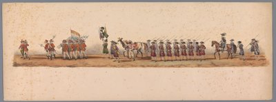 Historisk prosesjon ved det andre hundreårsjubileet for Utrechtse Hogeschool, 1836 (plate 3) Optogt des Nederlandschen Legers til Ostende, den 3. juli 1600, dagen etter seieren ved Nieuwpoort; i henhold til den kostymede forestillingen gitt av HH Student av Victor Adam