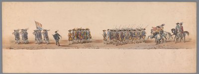 Historisk prosesjon ved det andre hundreårsjubileet for Utrecht University of Applied Sciences, 1836 (plate 4) De nederlandske hærenes innflyging til Oostende, 3. juli 1600, dagen etter seieren ved Nieuwpoort; i henhold til kostymefremstillingen gitt av H  av Victor Adam