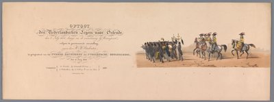 Historisk prosesjon ved det andre hundreårsjubileet for Utrecht University of Applied Sciences, 1836 (tittelutskrift) De nederlandske hærenes innflyging til Oostende, 3. juli 1600, dagen etter seieren ved Nieuwpoort; i henhold til kostymet gitt av H H Stud av Victor Adam