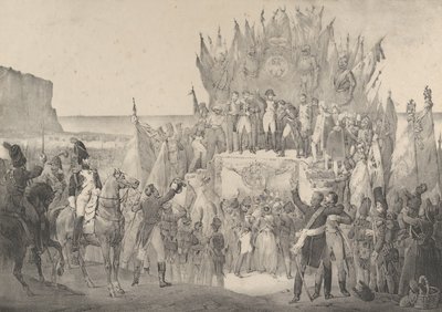 Militærfestival i Boulogne med Napoleon som distribuerer stjerner fra Legion of Ho..., 1800-tallet. av Victor Adam
