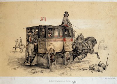 Paris omnibus car - Litografi av Adam, ca. 1840 av Victor Adam