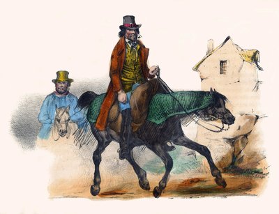 Biffhandleren traver ved å beregne fortjenesten hans. I "" Album Grotesque, Choices of Outstanding Types", illustrasjoner av Victor Adam, Paris, rundt 1850. av Victor Adam