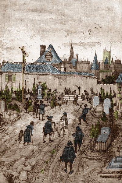 Jansenist-konvulsjonær (eller Saint Medard) (Convulsions-verk) på 1700-tallet: "" de syke og svake går til kirkegården i Saint-Medard (hvor er graven til diakon Francois Paris) for å være mirakuløst gueris" (Convulsionnaire-praksis ( Convuls av Victor Armand Poirson