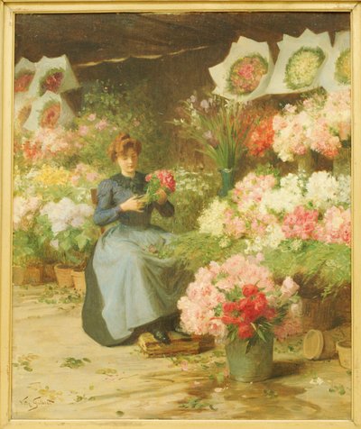 Blomsterselger foran Madeleinekirken av Victor Gabriel Gilbert