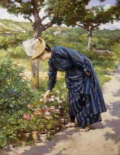 Dame i en hage, 1887 av Victor Gabriel Gilbert
