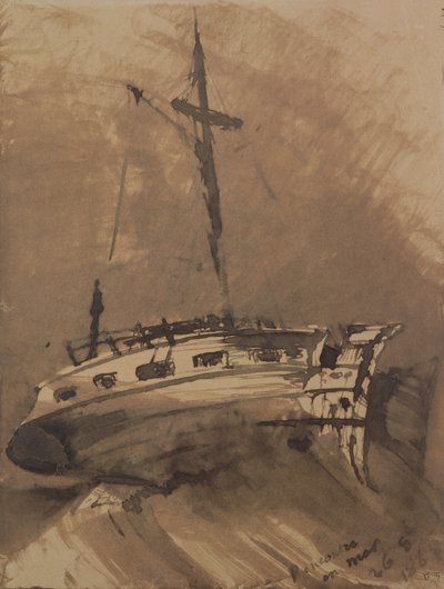 A Ship in Choppy Seas, 1864 (penn og blekkvask på papir) av Victor Hugo
