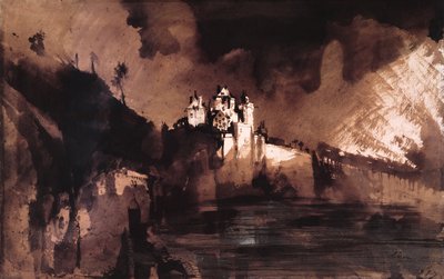 Castle (penn, blekk, vask og gouache på papir) av Victor Hugo