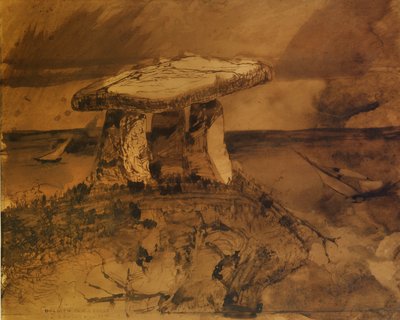 Dolmen der den skyggefulle munnen snakker til meg (penn og blekk og vask på papir) av Victor Hugo