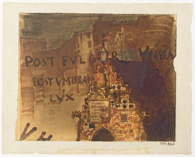 House of Chevalier de Saint-Georges, Heidelberg (penn og blekk og wc på papir) av Victor Hugo