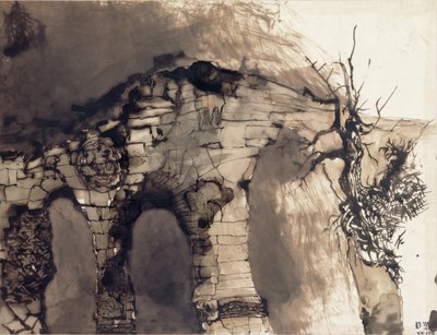 Old Bridge (penn og blekkvask på papir) av Victor Hugo
