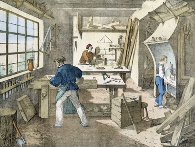 Snekkeren, litho av Janson. 1800-tallet. av Victor Janson