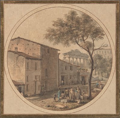 Utsikt over Forum Romanum med Saturn-tempelet i bakgrunnen, nd. av Victor Jean Nicolle