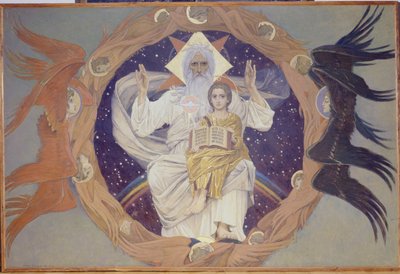 Holy Trinity, forberedende skisse for Alexander Nevsky-katedralen i Warszawa, 1907 av Victor Mikhailovich Vasnetsov