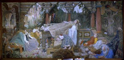 Sleeping Beauty (Traditional Tale) - Sleeping Beauty - Maleri av Viktor Mikhaylovich Vasnetsov (1848-1926), olje på lerret av Victor Mikhailovich Vasnetsov