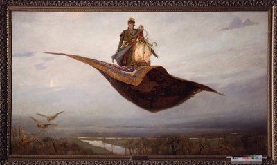 Riding a Flying Carpet - Maleri av Viktor Mikhaylovich Vasnetsov (1848-1926), olje på lerret av Victor Mikhailovich Vasnetsov