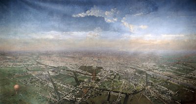 Generell utsikt over Paris fra en varmluftsballong, 1855 av Victor Navlet