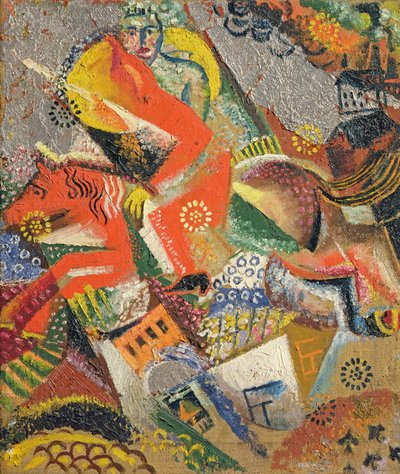Komposisjon med Red Horseman, 1920 (olje og folie på lerret) av Victor Nikandrovich Palmov
