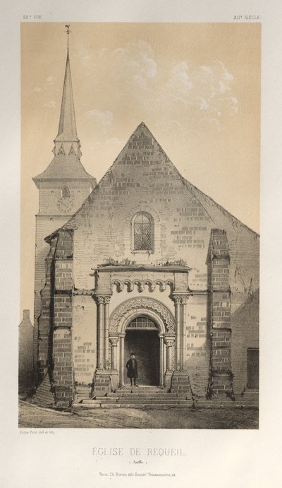 Pittoresk arkitektur eller monumenter fra det 15. århundre. Og XVI. Centuries: Chateaux of France of the XV and XVI Centuries: Pl. 58, De Requeil Church (Sarthe) av Victor Petit