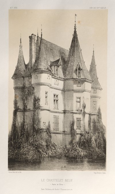 Pittoresk arkitektur eller monumenter fra det 15. århundre. Og XVI. Centuries: Slott i Frankrike fra det XV og XVI århundre: Pl. 67, Le Chastenet-Neuf Saône et Loire) av Victor Petit