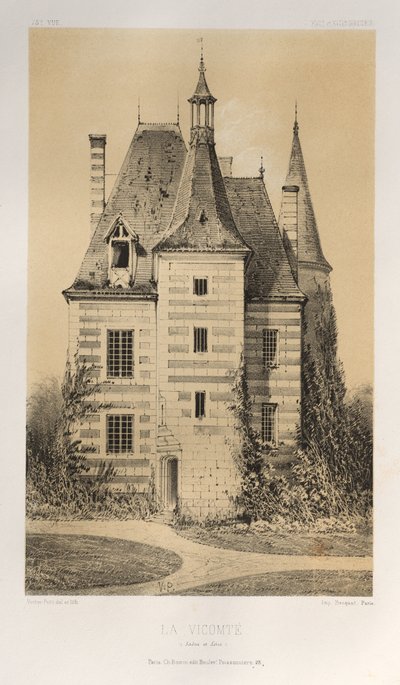 Pittoresk arkitektur eller monumenter fra det 15. århundre. Og XVI. Centuries: Slott i Frankrike fra det XV og XVI århundre: Pl. 75, La Vicomté (Saône et Loire) av Victor Petit