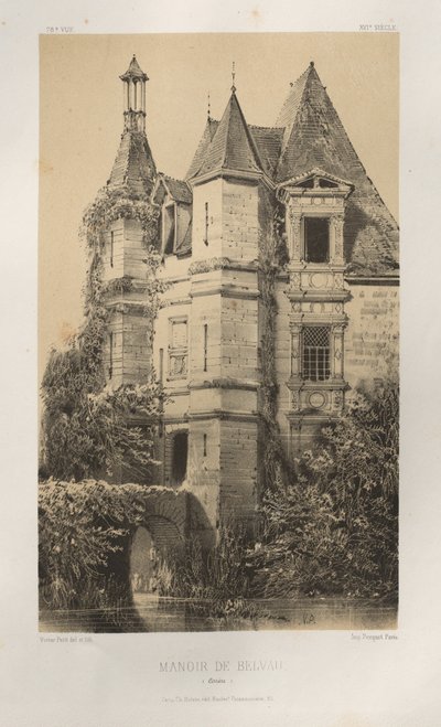 Pittoresk arkitektur eller monumenter fra det 15. århundre. Og XVI. Centuries: Chateaux of France of the XV and XVI Centuries: Pl. 78, Manoir de Belvau (Corrèze) av Victor Petit