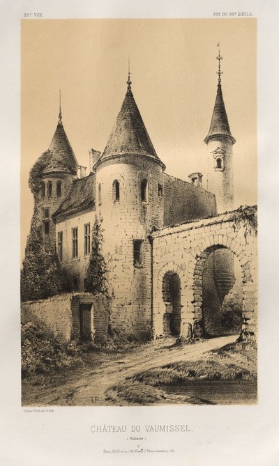 Pittoresk arkitektur eller monumenter fra det 15. århundre. Og XVI. Centuries: Slott i Frankrike fra det XV og XVI århundre: Pl. 89, Château du Vaumissel (Calvados) av Victor Petit