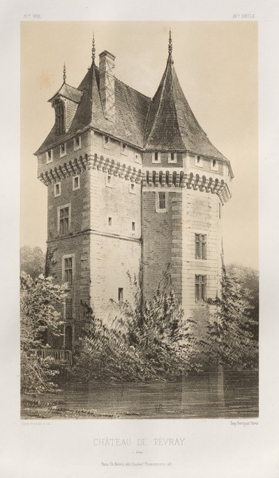 Pittoresk arkitektur eller monumenter fra det 15. århundre. Og XVI. Centuries: Slott i Frankrike fra det XV og XVI århundre: Pl. 91, Château de Tévray (Eure) av Victor Petit