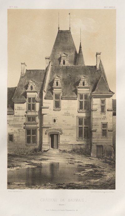 Pittoresk arkitektur eller monumenter fra det 15. århundre. Og XVI. Centuries: Slott i Frankrike fra det XV og XVI århundre: Pl. 97, Château de Baumais (Calvados) av Victor Petit