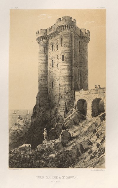 Pittoresk arkitektur eller monumenter fra det 15. århundre. Og XVI. Centuries: Chateaux De France av det XV og XVI århundre: Pl.13, Solidor Tower ved St. Servan (Ille-et-Vilaine) av Victor Petit