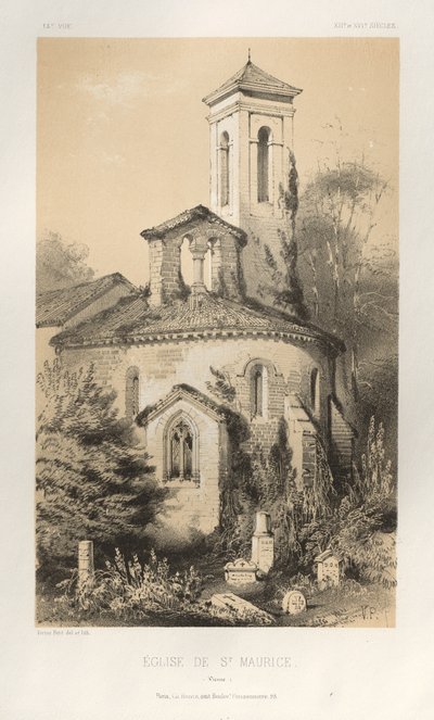 Pittoresk arkitektur eller monumenter fra det 15. århundre. Og XVI. Centuries: Chateaux De France av XV og XVI Centuries: Pl.14, St. Maurice-kirken (Vienne) av Victor Petit